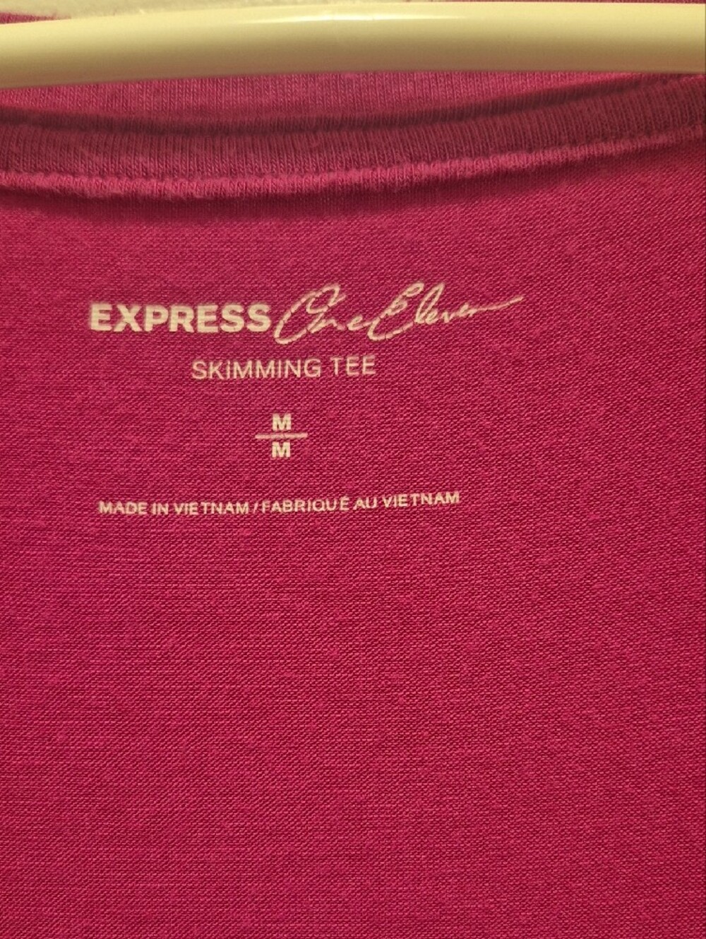 Express Raspberry Pink V-Neck Short Sleeve Tee - Picture 2 of 6
